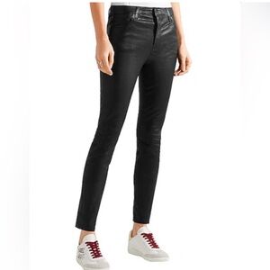J Brand Stretch Lambskin Leather Skinny Jeans Black Size 25